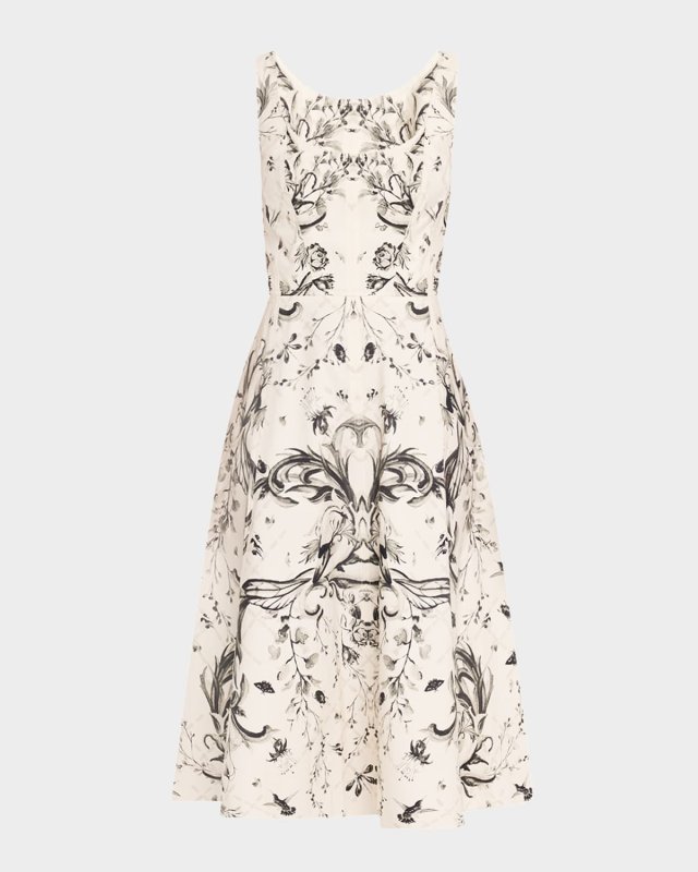 Sleeveless Floral-Print Cotton Midi Dress